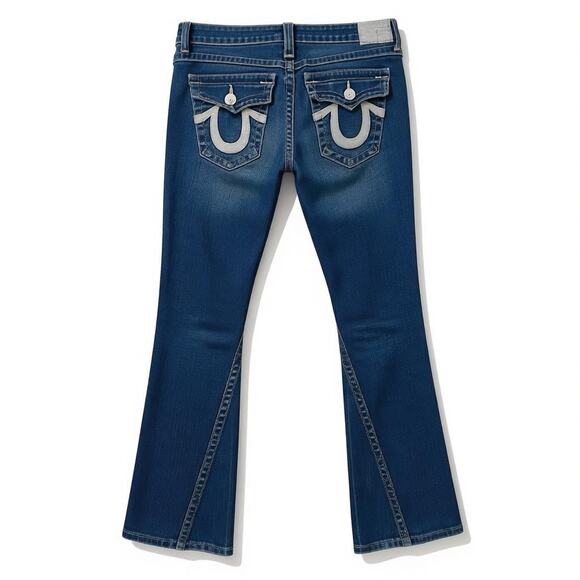 Vintage True Religion Joey Big T Jeans Women’s Size 32 Blue Dark Wash Flare Leg - Picture 3 of 10